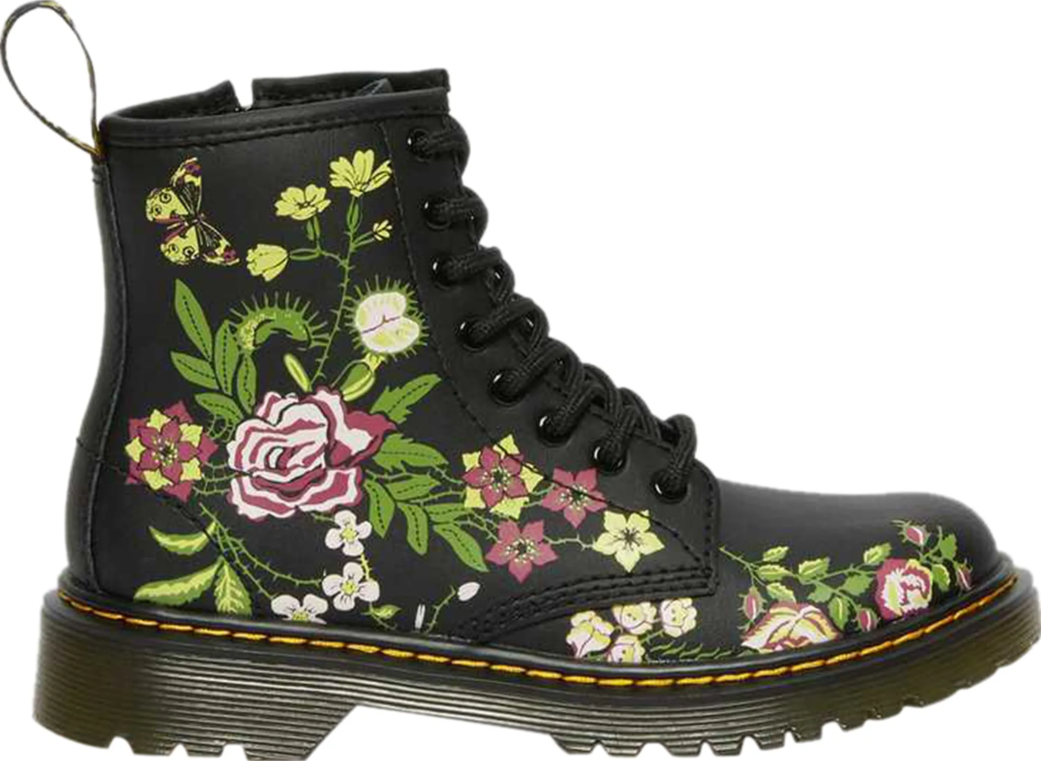 1460 Floral Leather Lace Up Boots - Girls|-|Bottes à lacets en cuir à fleurs 1460 - Fille