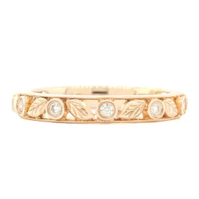 14K R Gold 0.14cttw G/SI1 Leaf Design Diamond Stack BAnd