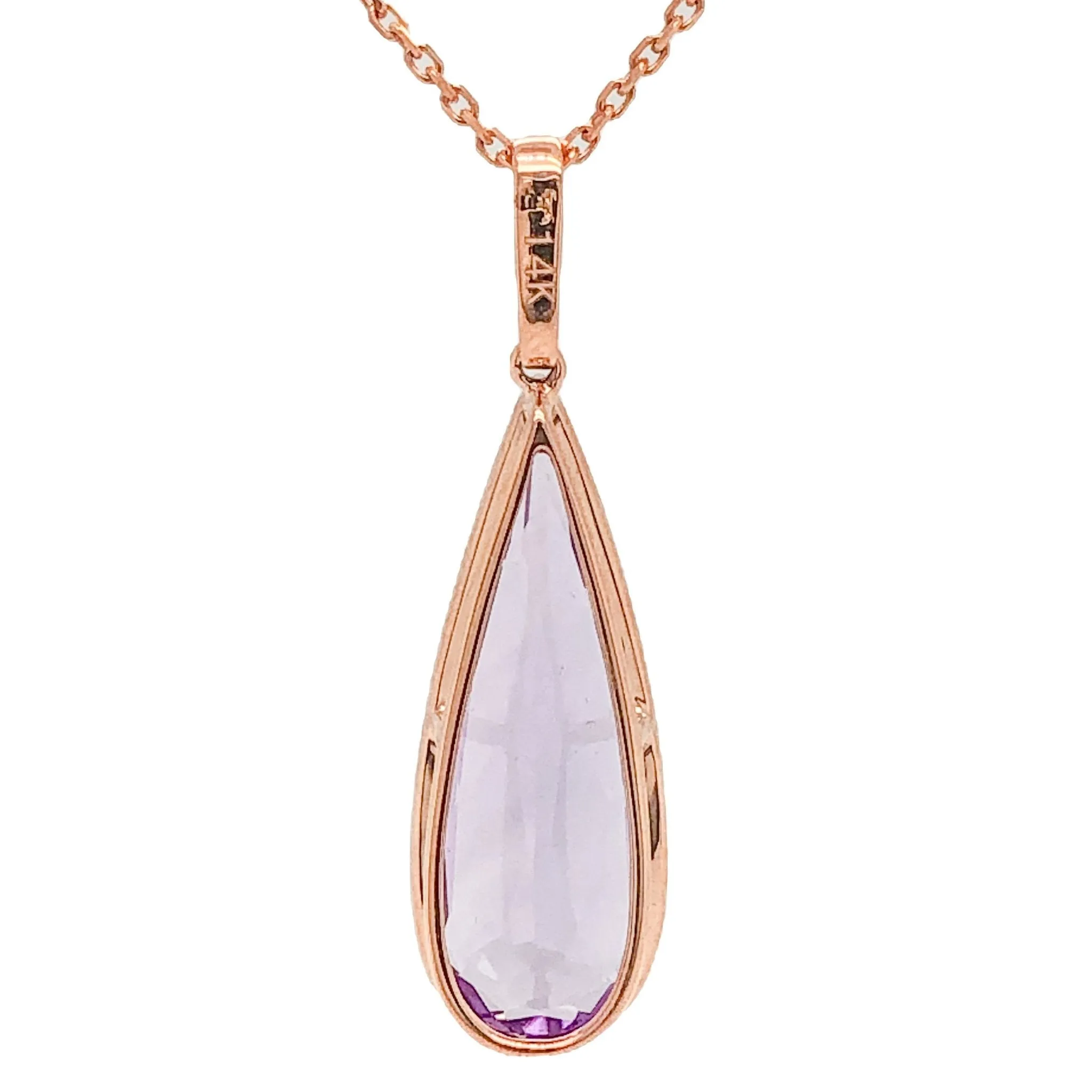 14K R Gold Amethyst Diamond Pendant