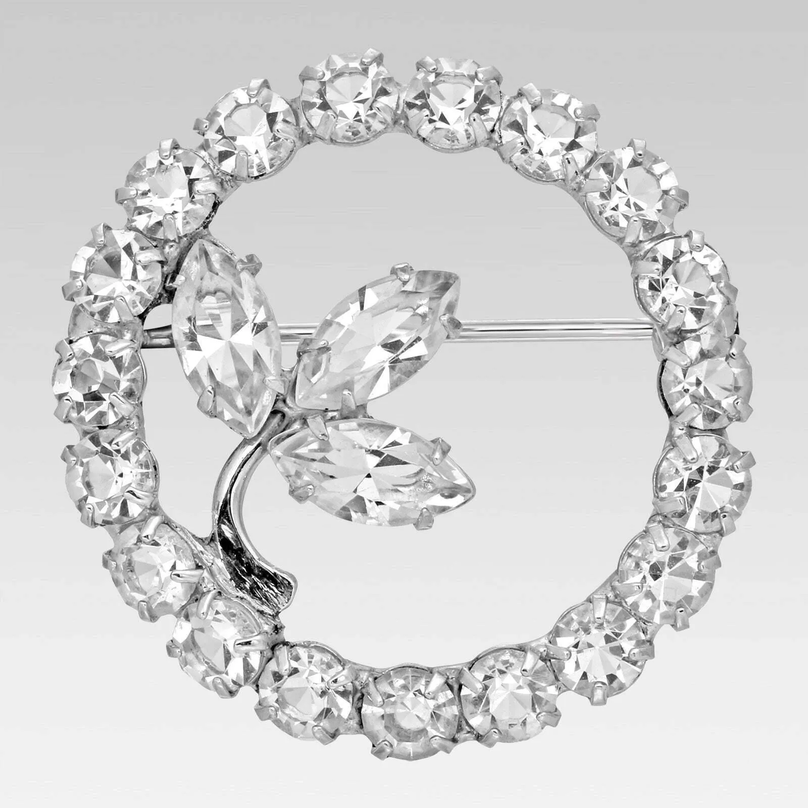 1928 Jewelry Austrian Crystal Leaf Pin