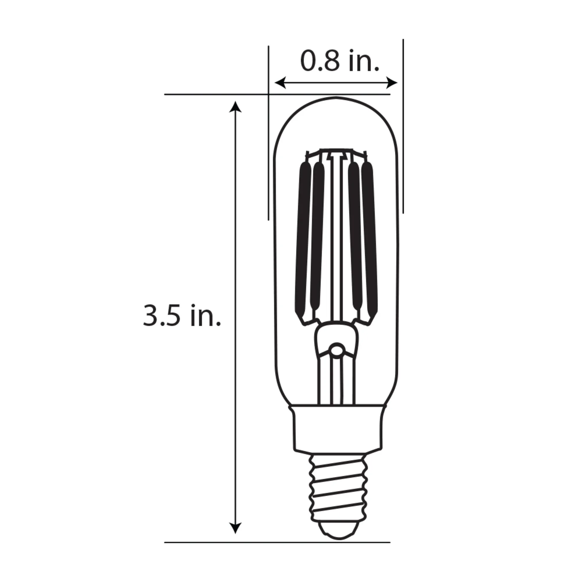 3.3W (40W Replacement) Bright White (3000K) E12 Base T6 Filament LED (4-Pack)