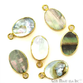 Abalone 10x14mm Oval Shape Gold Electroplated Single Bail Gemstone Connector