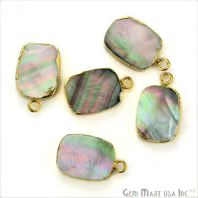 Abalone 12x16mm Octagon Shape Gold Electroplated Single Bail Gemstone Connector