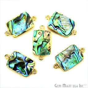 Abalone 13x18mm Octagon Shape Gold Electroplated Double Bail Gemstone Connector