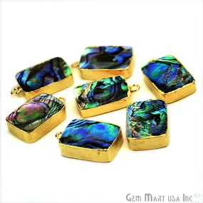 Abalone 13x18mm Octagon Shape Gold Electroplated Single Bail Gemstone Connector