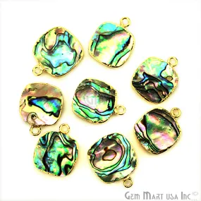 Abalone 14mm Cushion Shape Gold Electroplated Single Bail Gemstone Connector