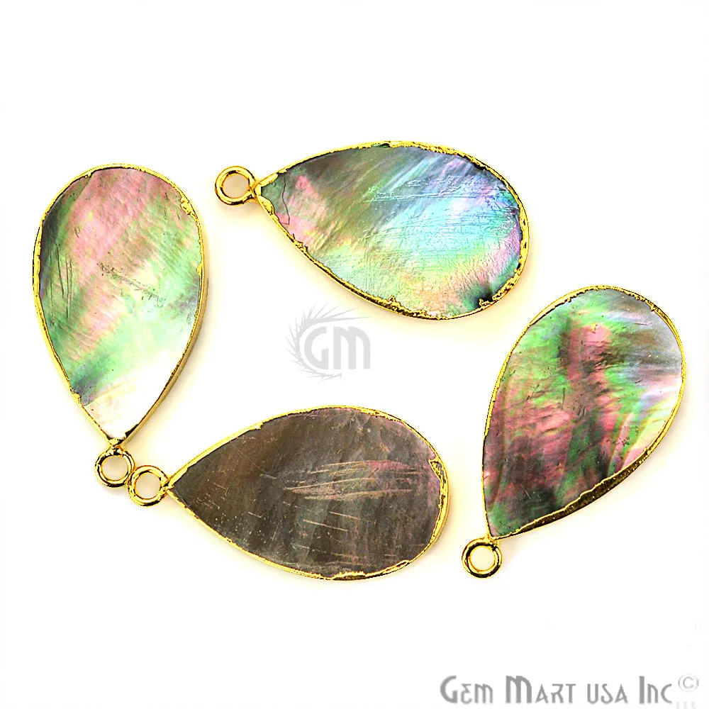 Abalone 15x25mm Pears Shape Gold Electroplated Single Bail Gemstone Connector