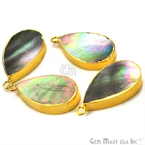 Abalone 15x25mm Pears Shape Gold Electroplated Single Bail Gemstone Connector