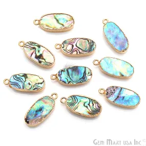 Abalone Shell 10x20mm Oval Shape Gold Edge Single Bail Connector