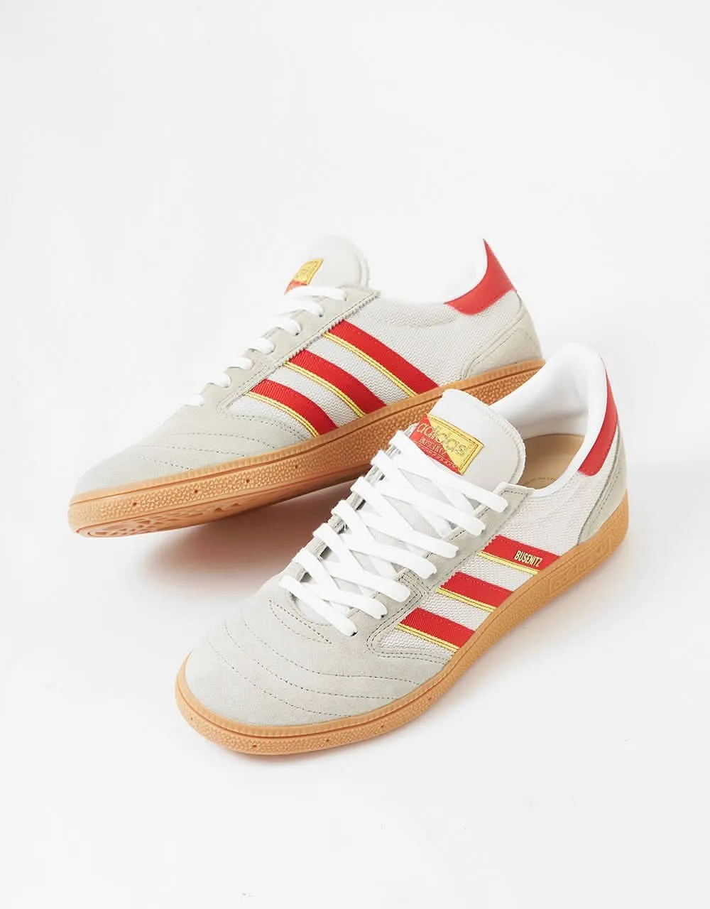 adidas Busenitz Vintage Skate Shoes - Feather Grey/Red/Orbit Grey