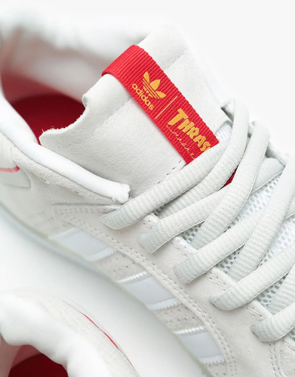 adidas x Thrasher Tyshawn Skate Shoes - White/Scarlet/Gold Metallic