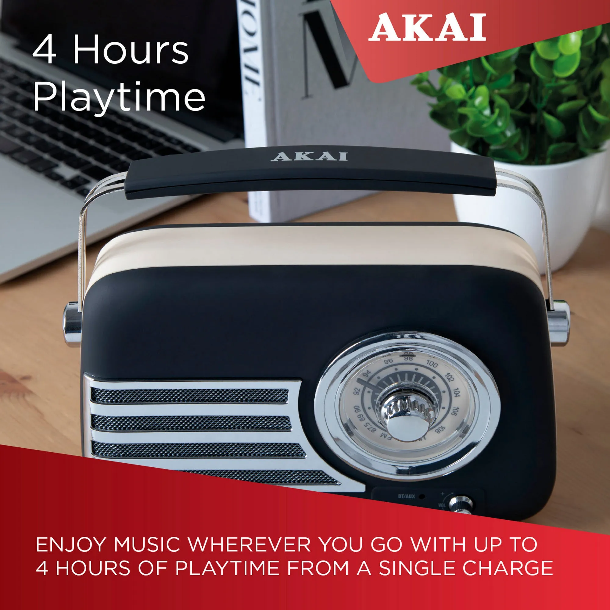 Akai Vintage Bluetooth Radio Black