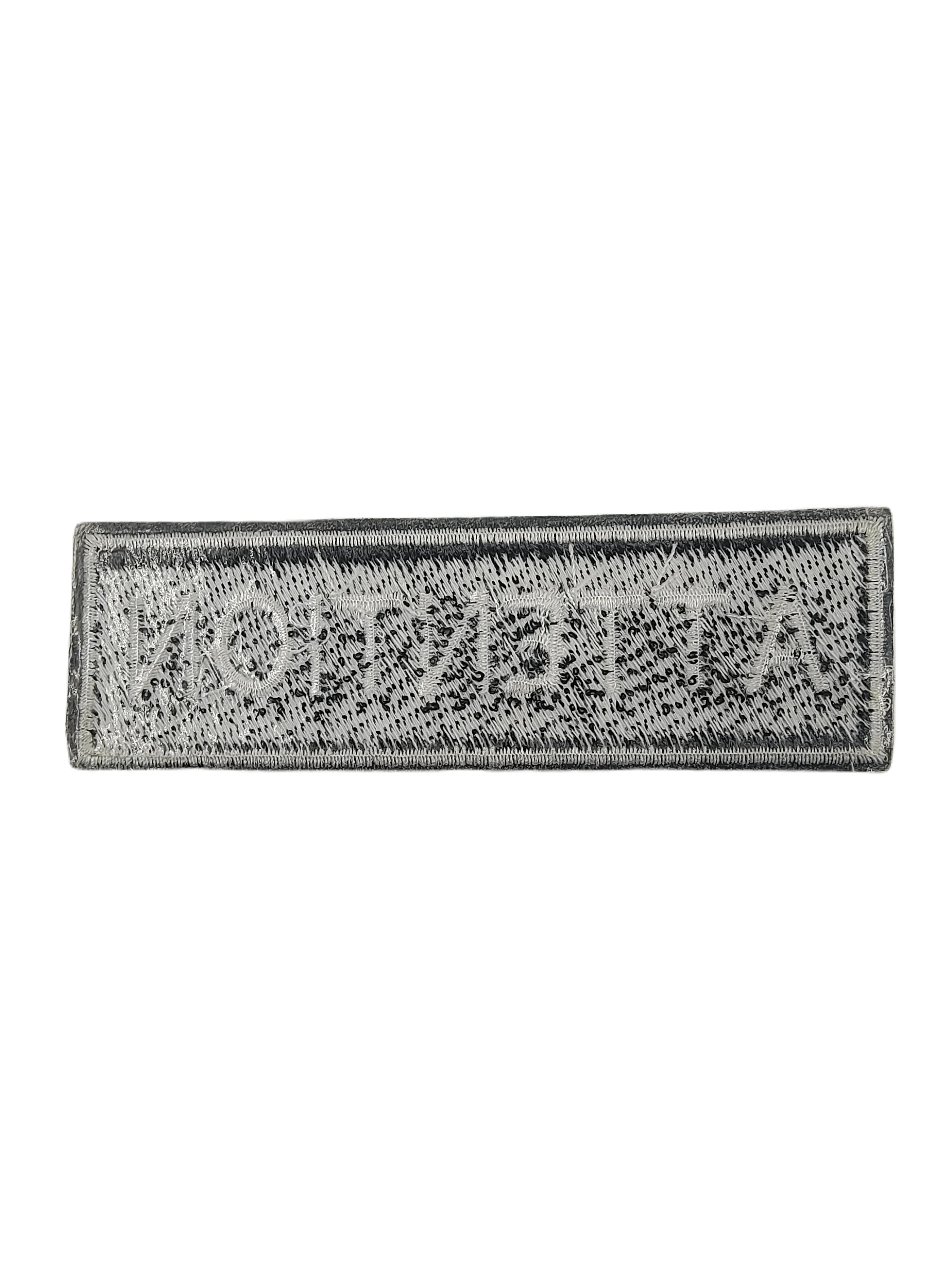 Attention Embroidered Black & White Hot-Fix Patch