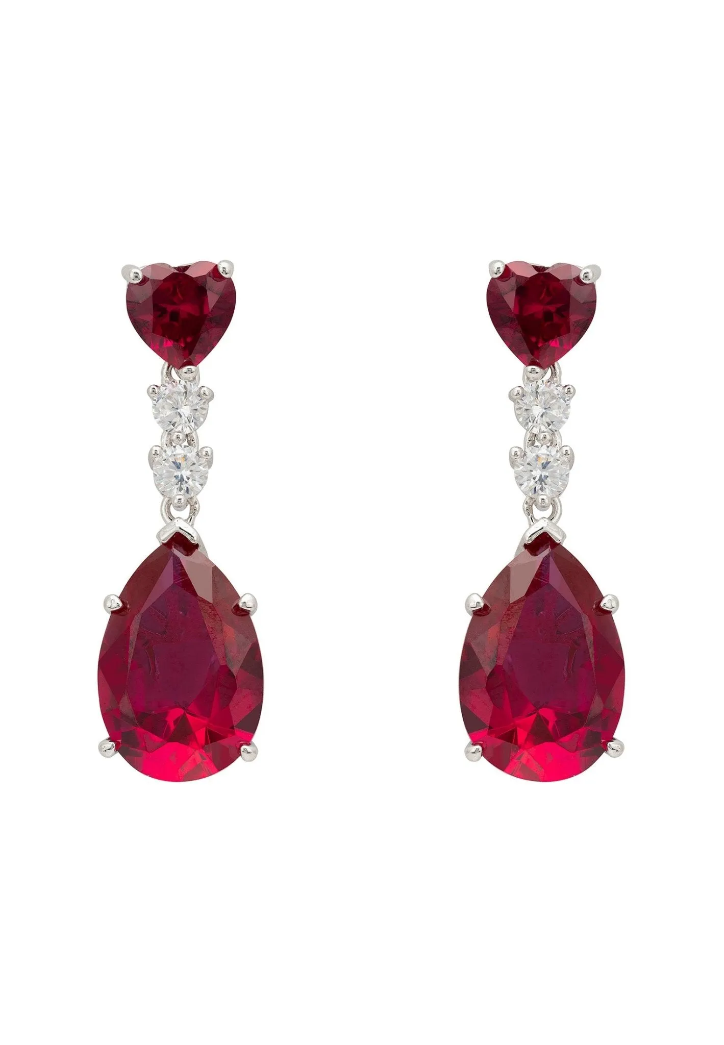 Augusta Ruby Teardrop Earrings Silver