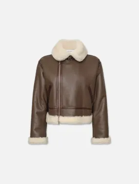 Boxy Shearling Jacket -- Chocolate Brown