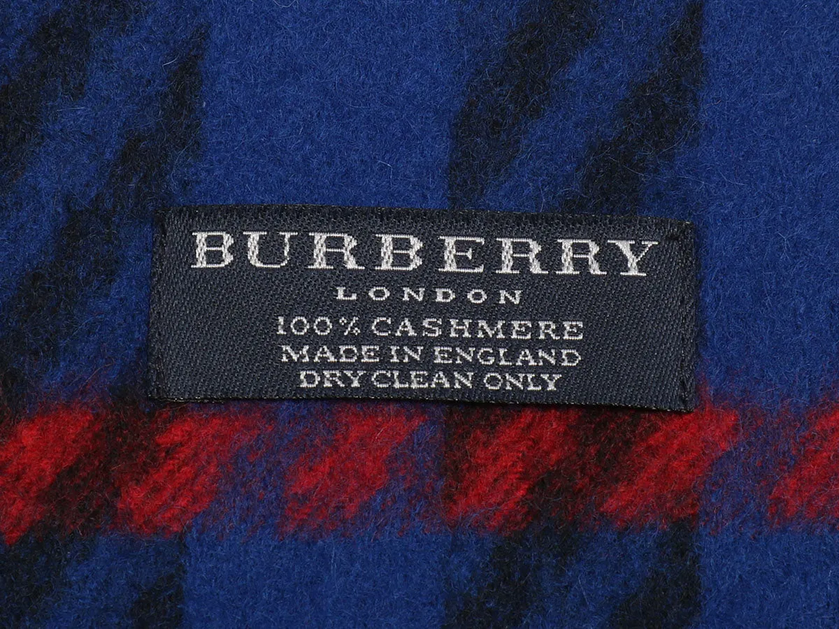 Burberry Blue Cashmere Check Scarf