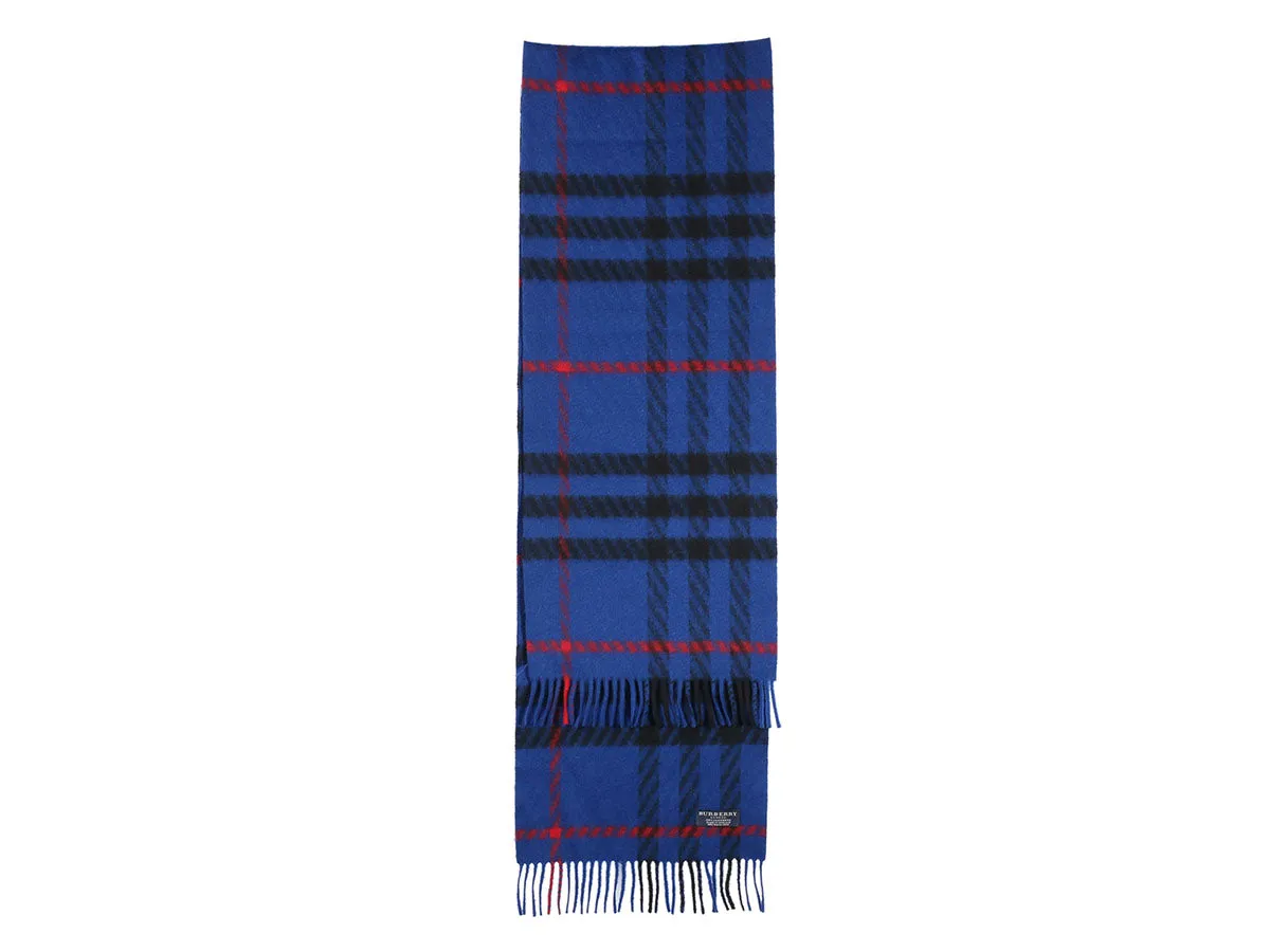 Burberry Blue Cashmere Check Scarf