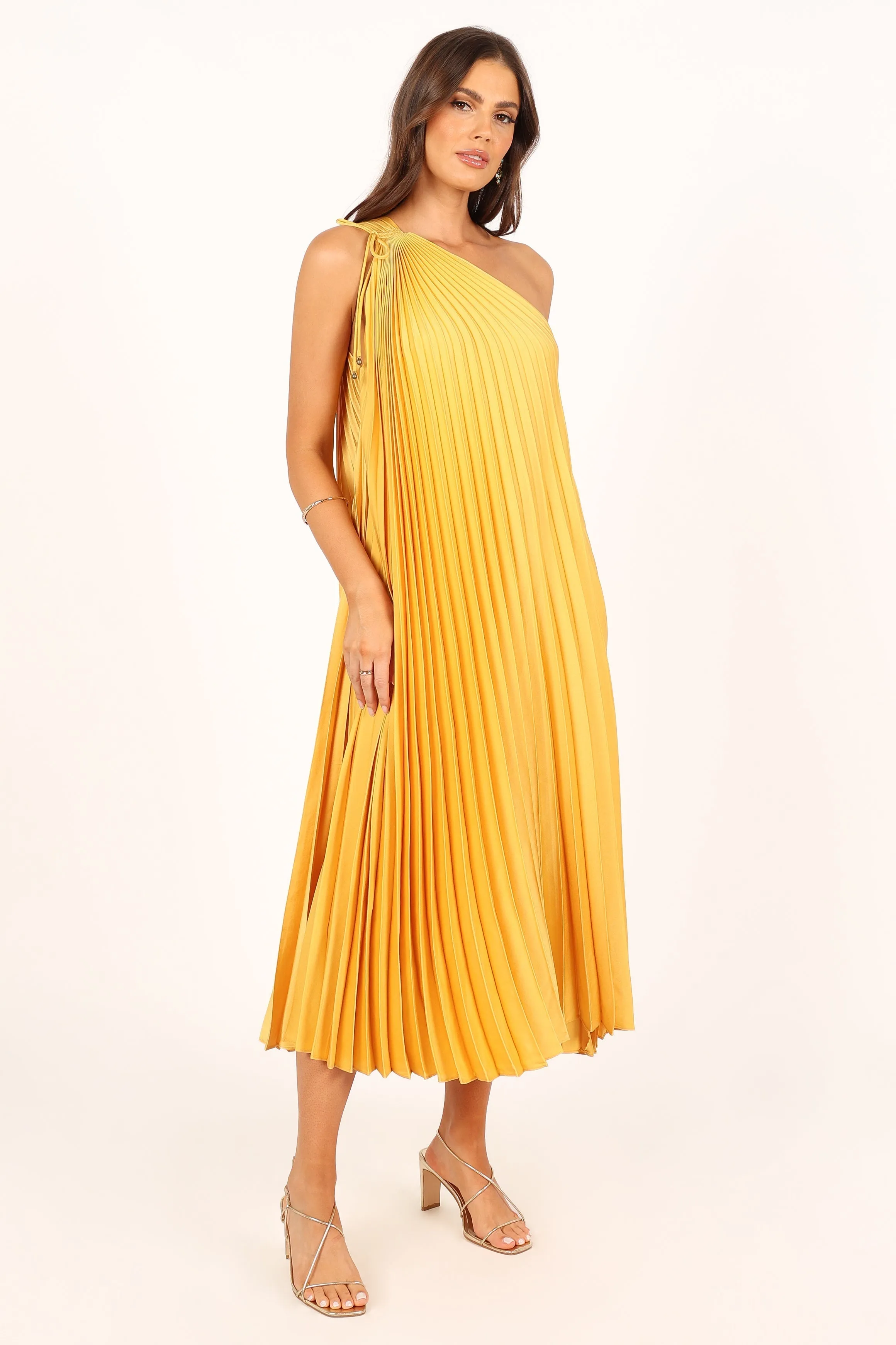 Cali One Shoulder Midi Dress - Saffron