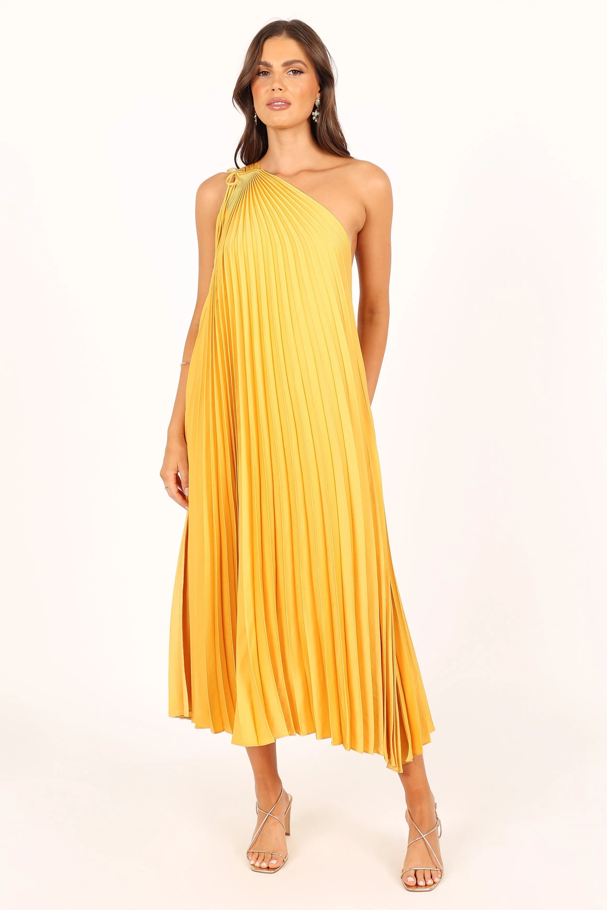 Cali One Shoulder Midi Dress - Saffron