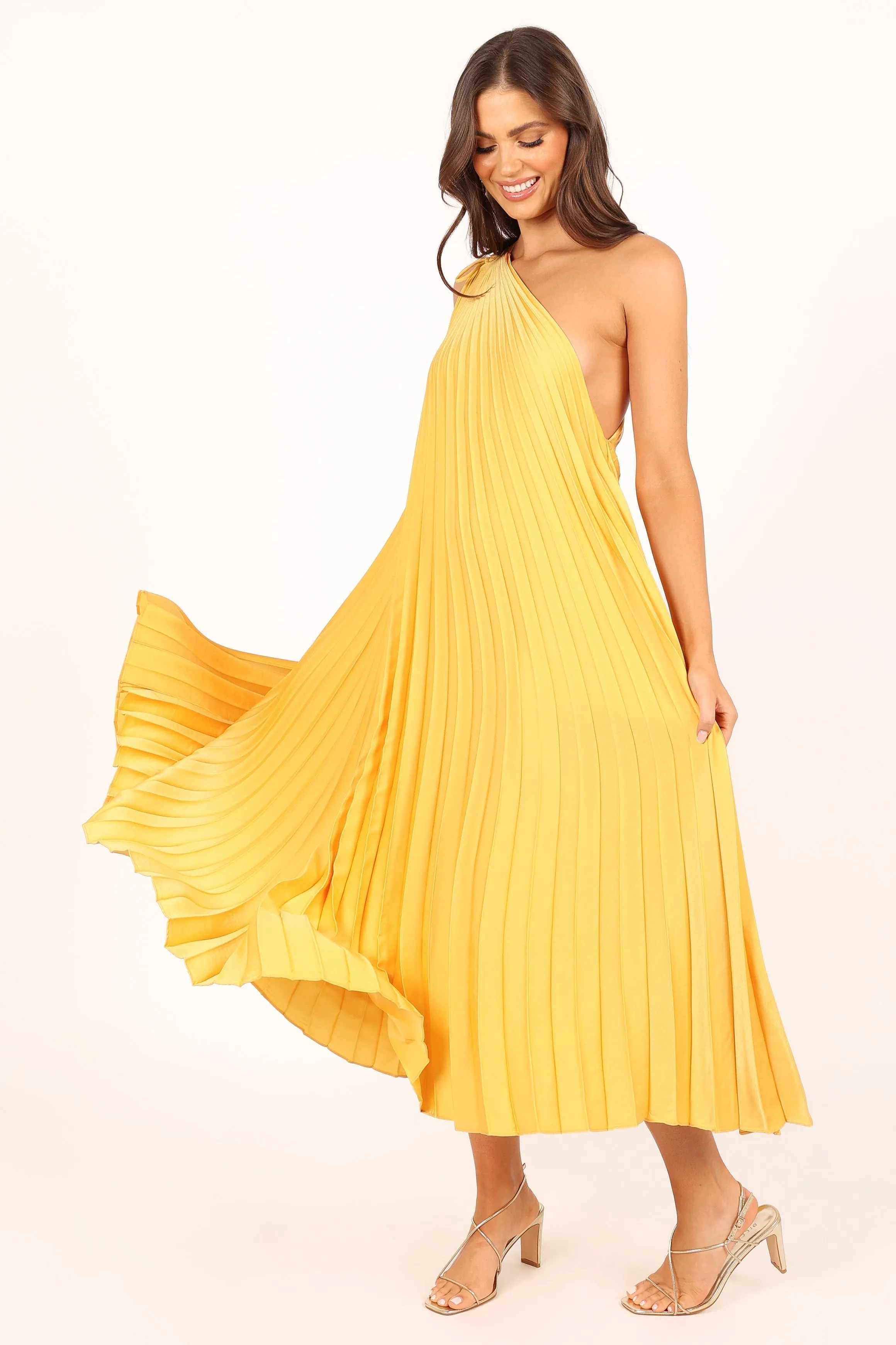 Cali One Shoulder Midi Dress - Saffron