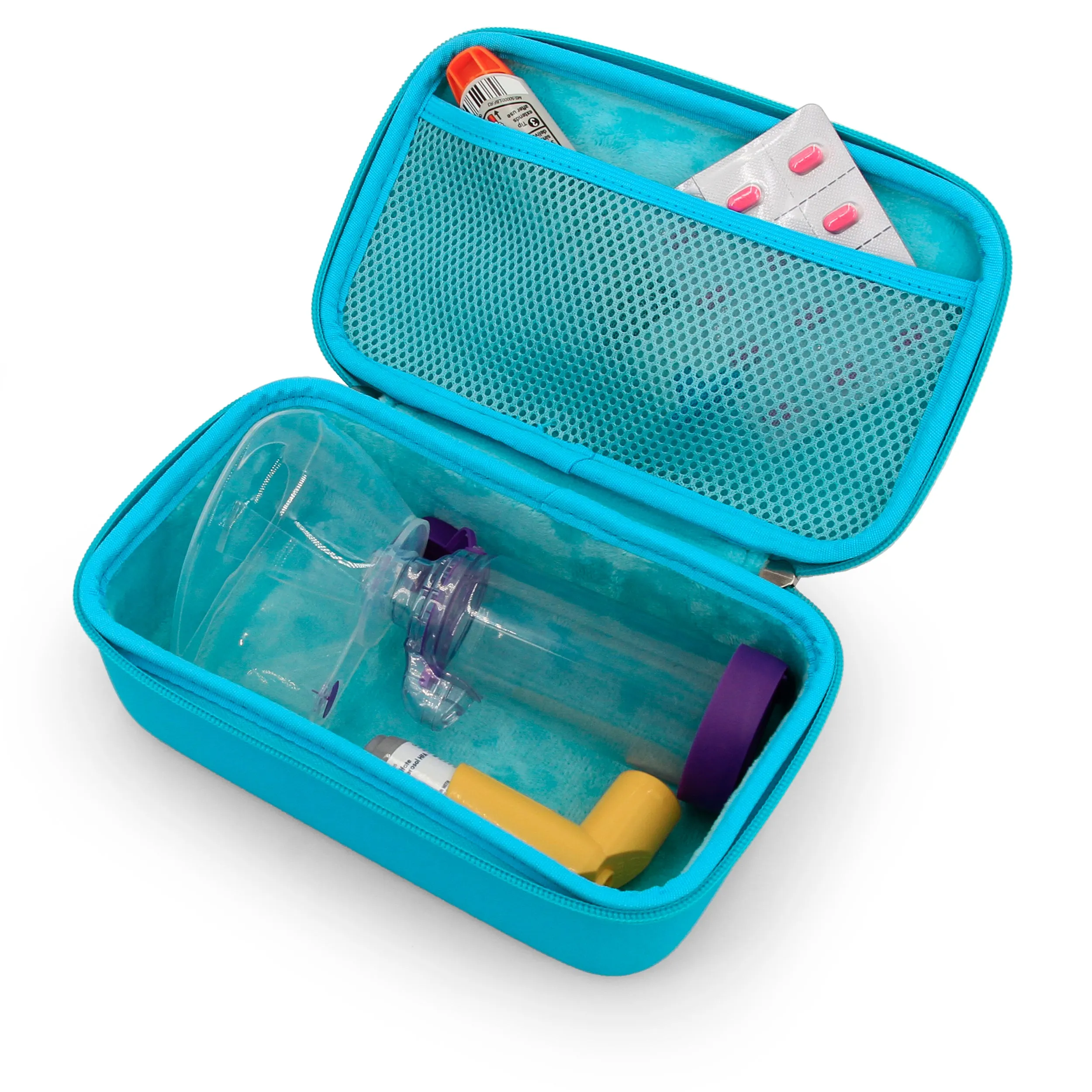 CASEMATIX Travel Case Fits Asthma Inhaler Spacer with Mask Attached, Inhaler Holder Holds Spacer and Accessories, Includes Turquoise Asthma Case Only