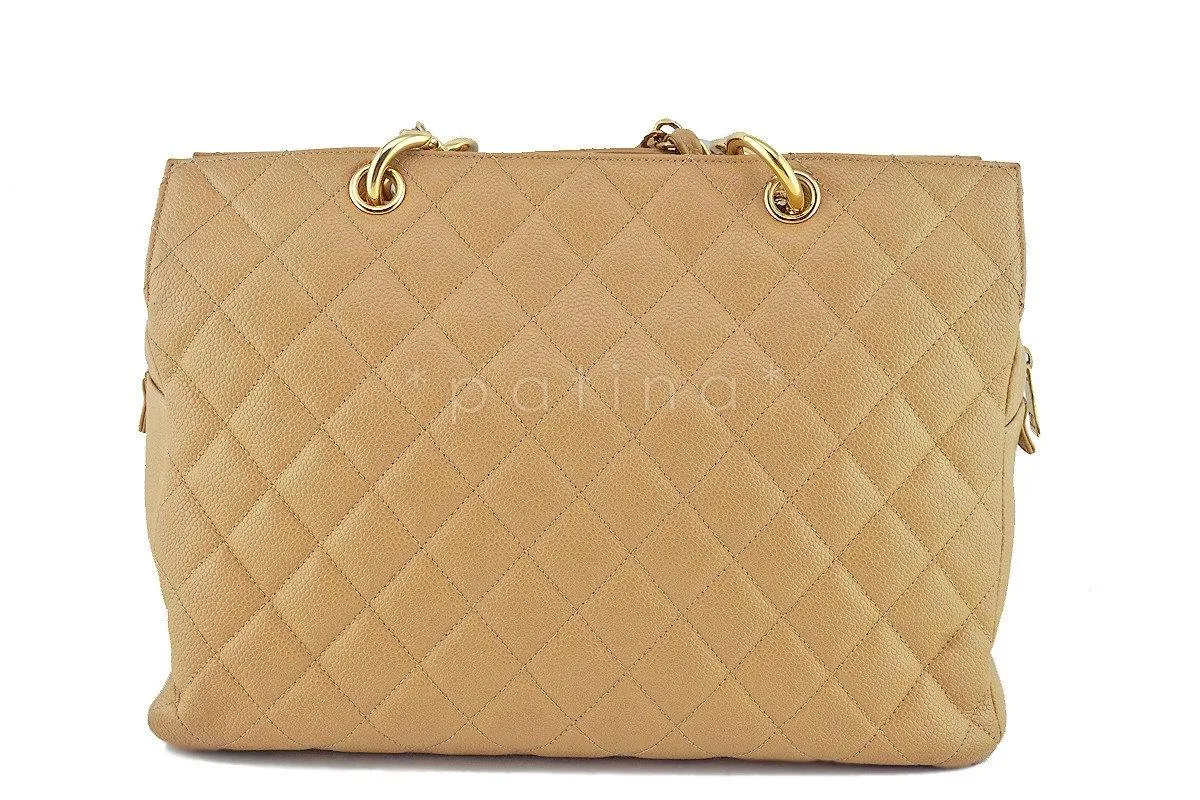 Chanel Beige Caviar Classic Grand Shopper Tote Original GST Shopping Bag