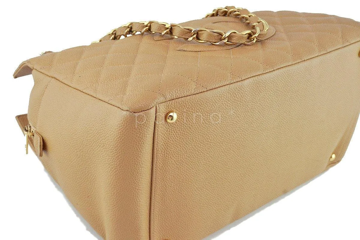 Chanel Beige Caviar Classic Grand Shopper Tote Original GST Shopping Bag