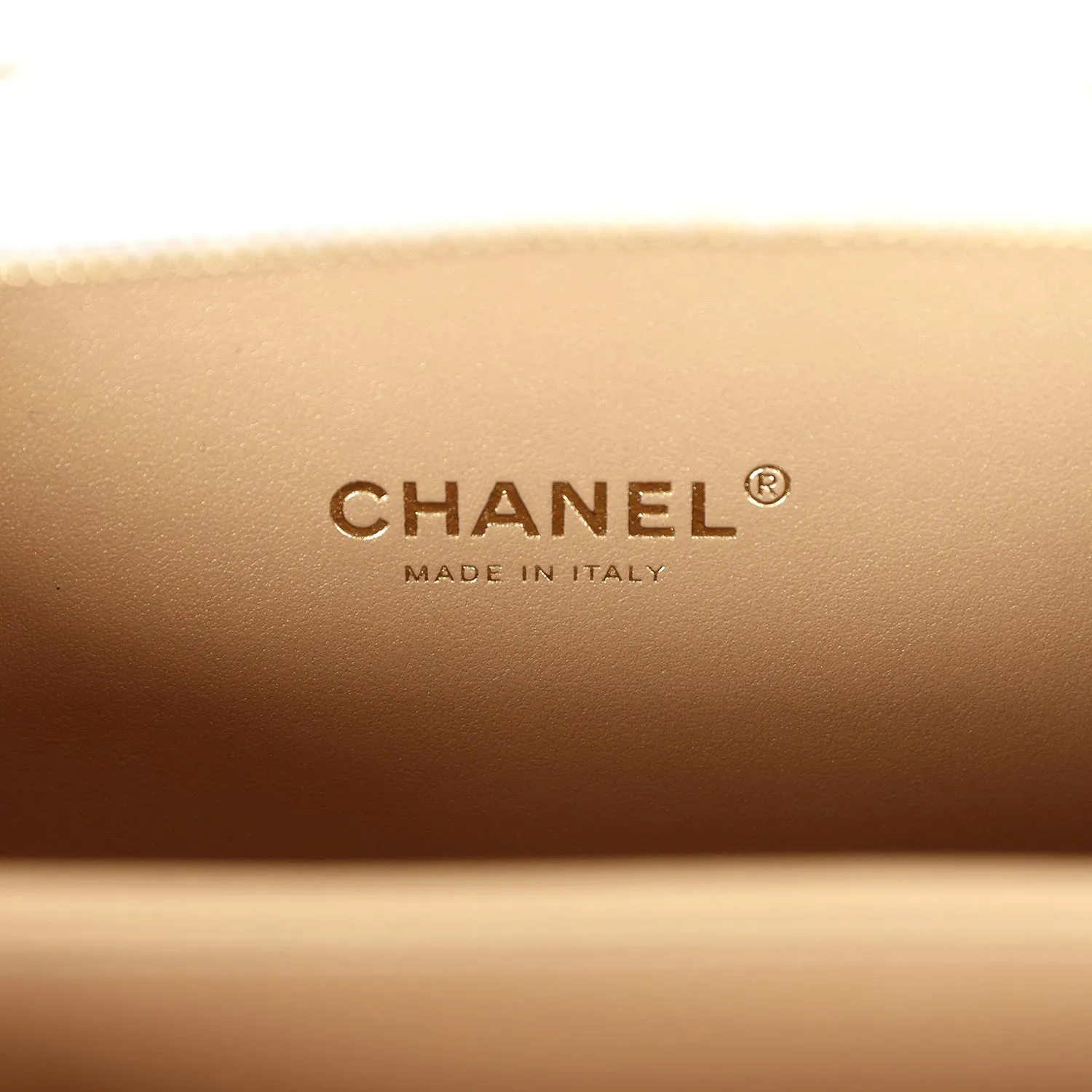 Chanel Golden Plate Vanity Case White Lambskin Gold Hardware