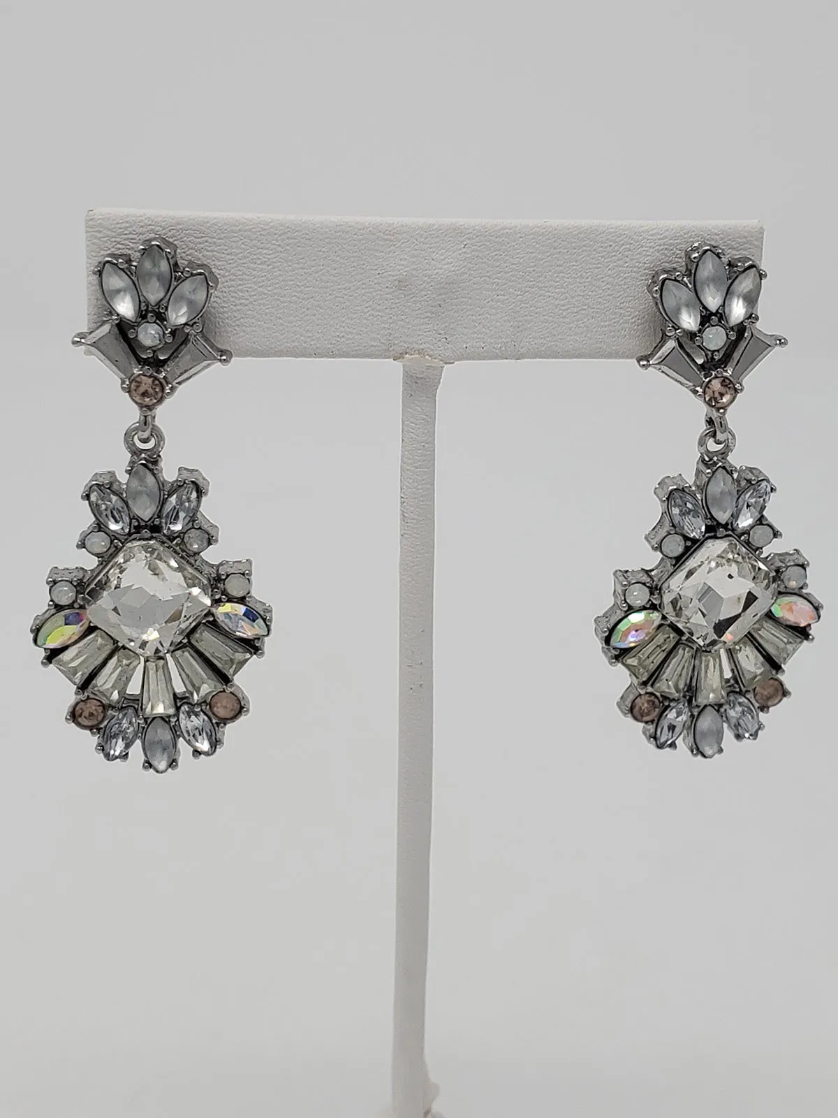 Chloe   Isabel Silver & Clear Pink Rhinestone Earrings