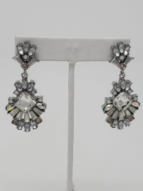 Chloe   Isabel Silver & Clear Pink Rhinestone Earrings