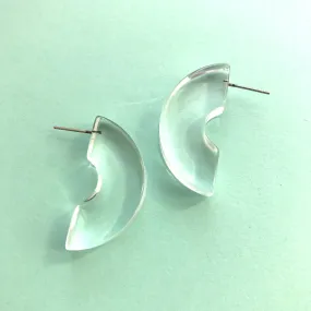 Clear Art Deco Half Circle Stud Earrings