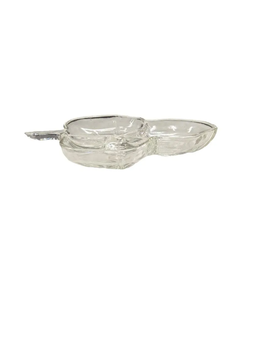 Clear Glass 8" Leaf Divided Dish