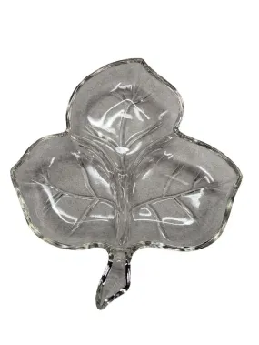 Clear Glass 8" Leaf Divided Dish