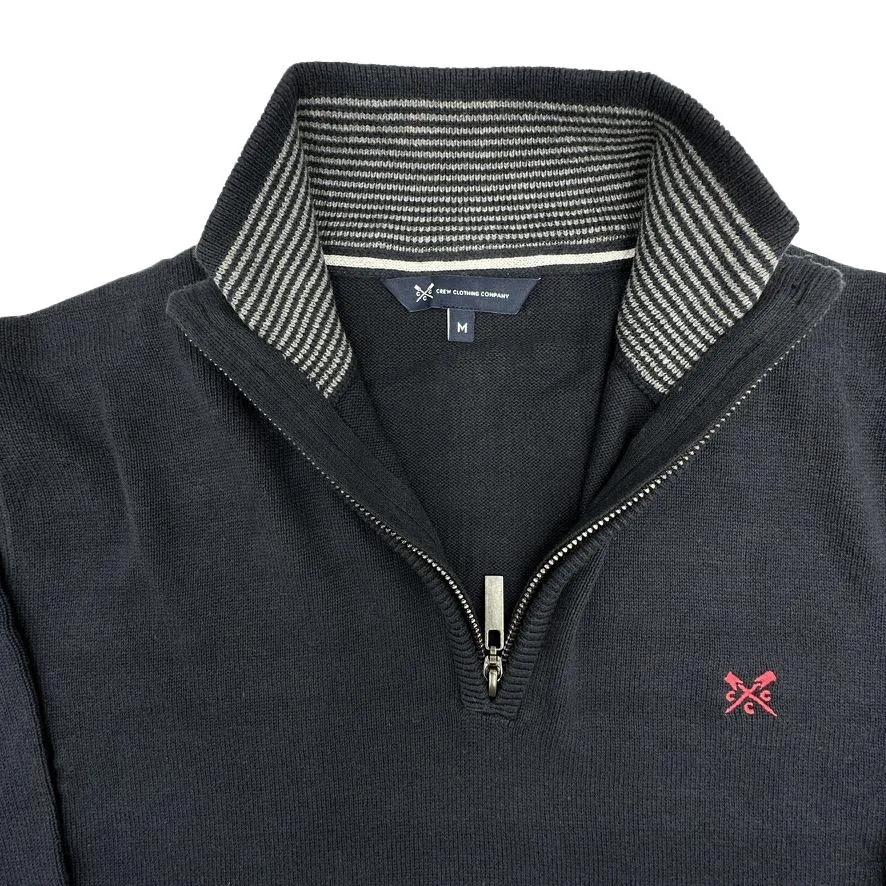 Crew Clothing Mens Knitted Jumper Long Sleeve Half Zip Navy