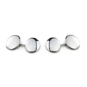 Deakin & Francis Silver Plain Domed Oval Cufflinks - C0168I0001