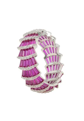 Deco Fantail Cocktail Ring Silver Ruby