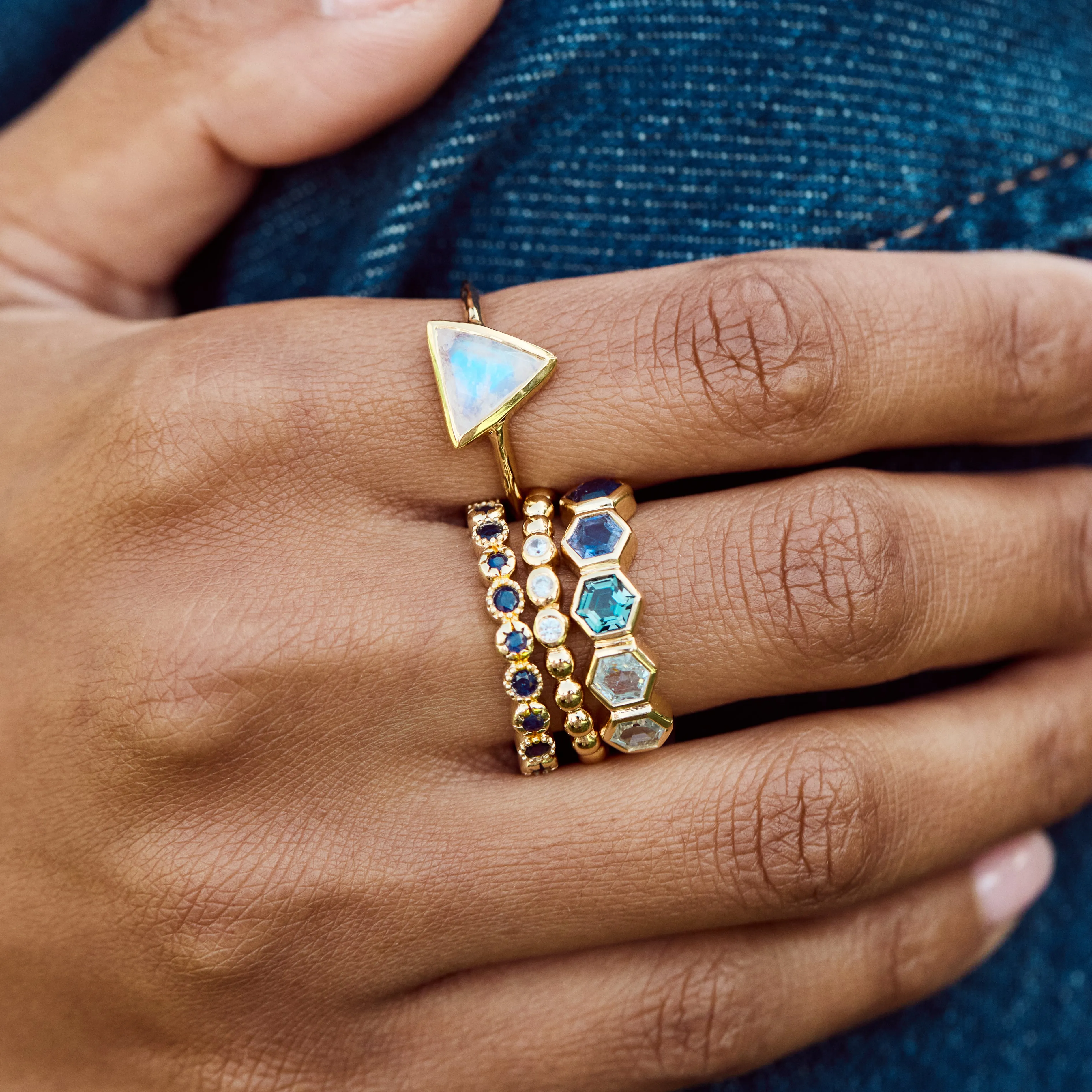 Farrah Moonstone Triangle Ring