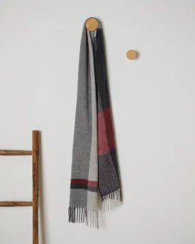 Foxford Aubergine Block Stripe Lambswool Scarf