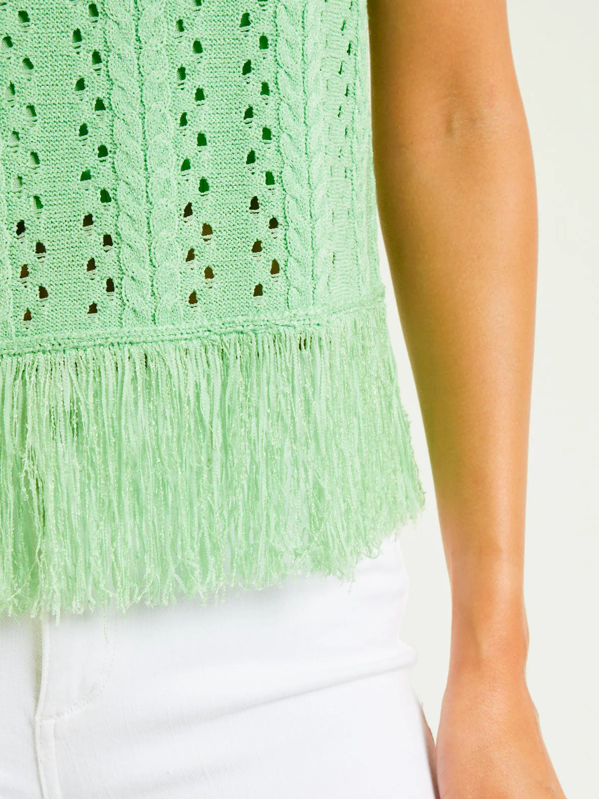 Fringe Trim Tank - Pointelle Knit