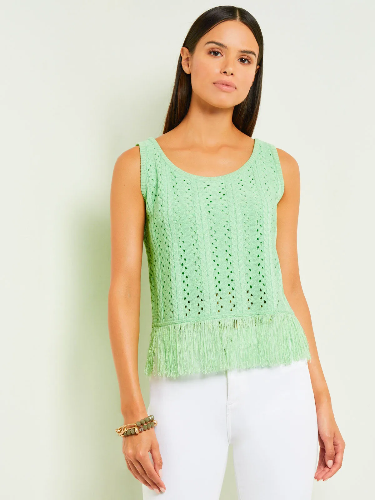 Fringe Trim Tank - Pointelle Knit