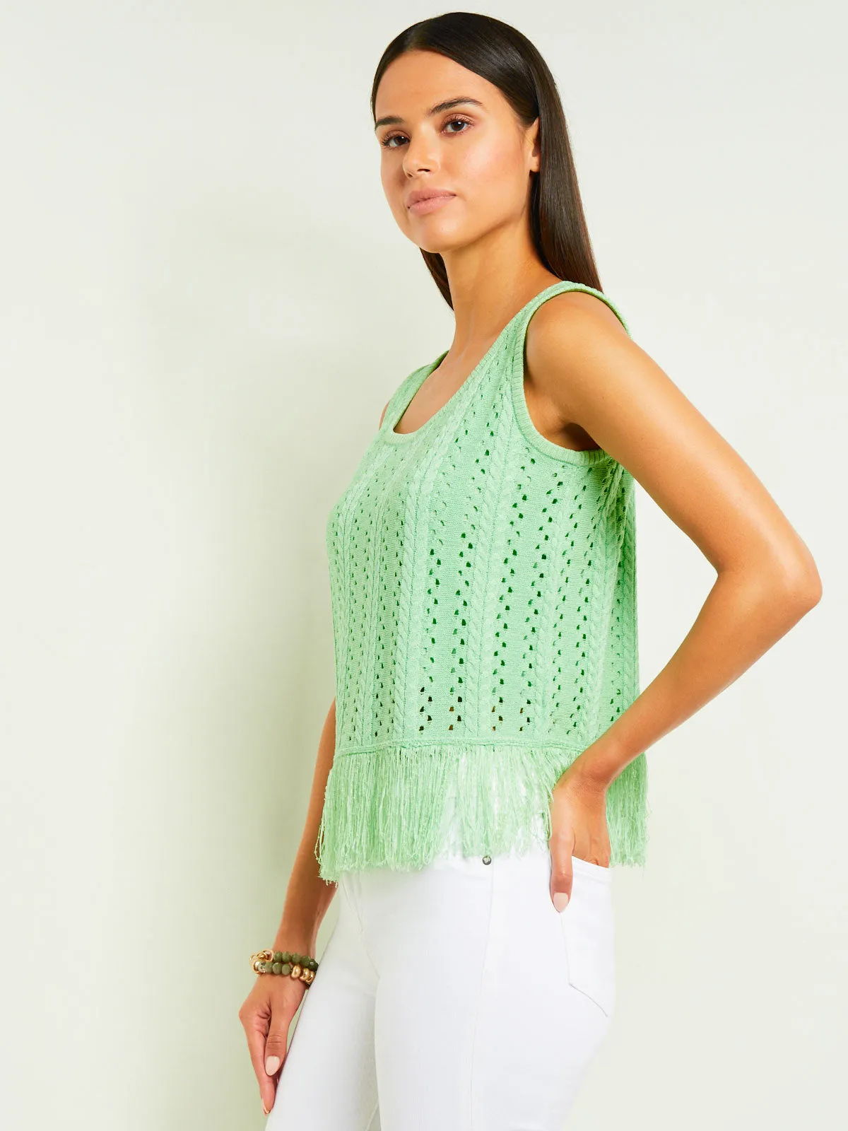 Fringe Trim Tank - Pointelle Knit