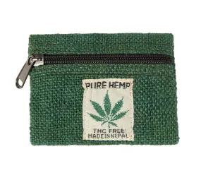 Green Coin Purse, Hemp Coin Pouch, Vegan Change Wallet