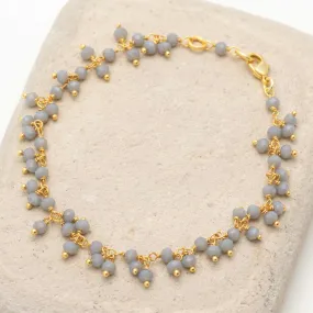 Grey Chalcedony 18K Gold Plated Beaded Bracelet