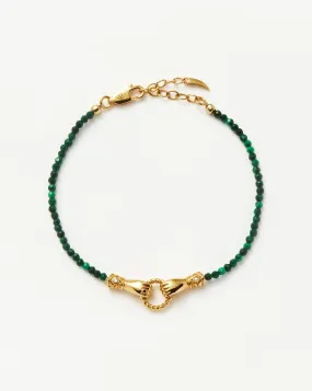 Harris Reed In Good Hands Mini Beaded Gemstone Bracelet | 18ct Gold Plated/Malachite