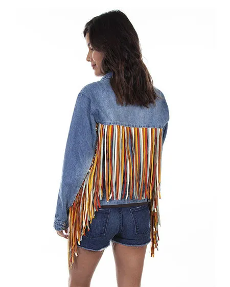 Hc599 - Colorful Fringe Denim Jacket