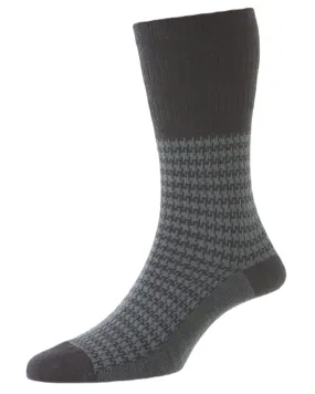 HJ Hall Houndstooth Wool Softop Socks