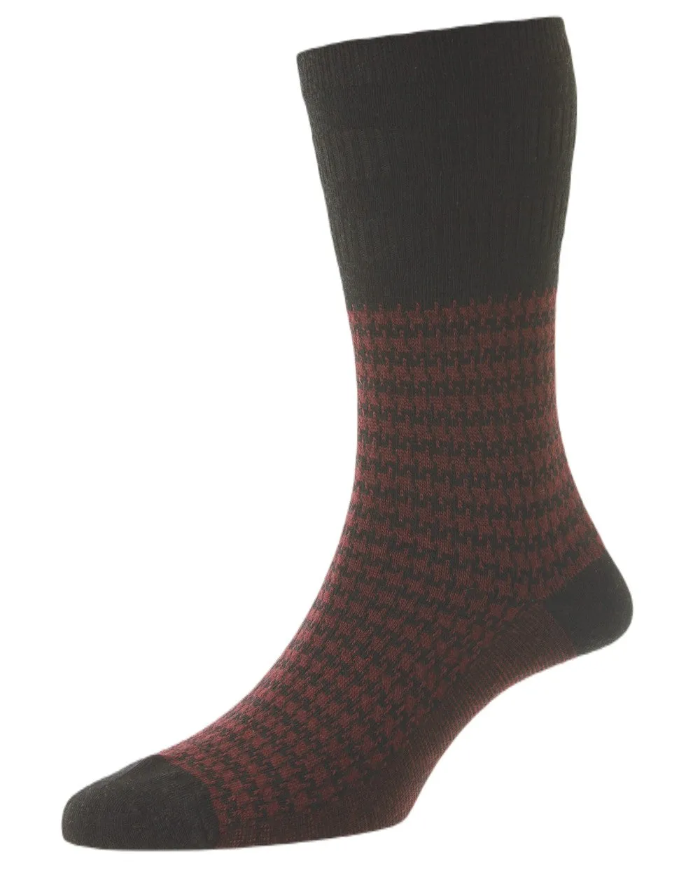 HJ Hall Houndstooth Wool Softop Socks