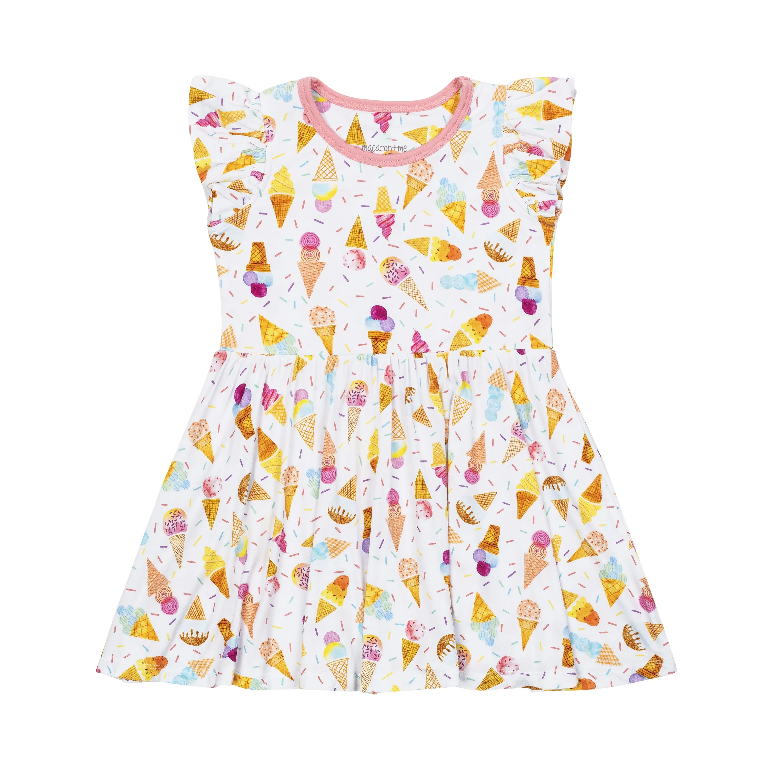 Ice Cream Flutter Sleeve Twirl Dress