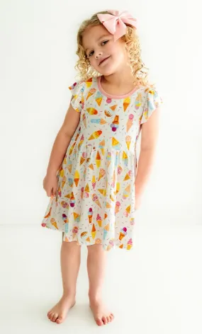 Ice Cream Flutter Sleeve Twirl Dress