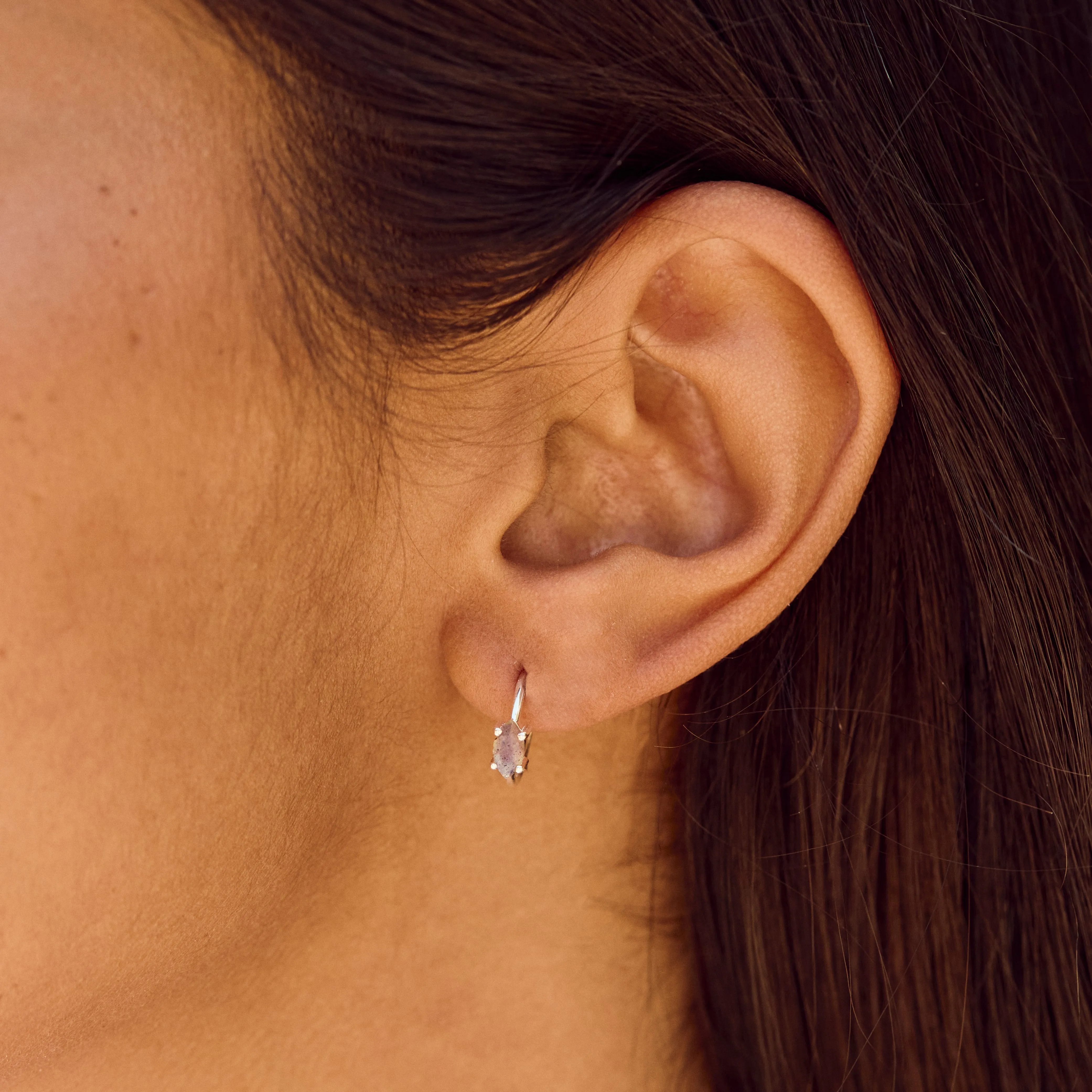 Labradorite Marquise Hoop Earrings